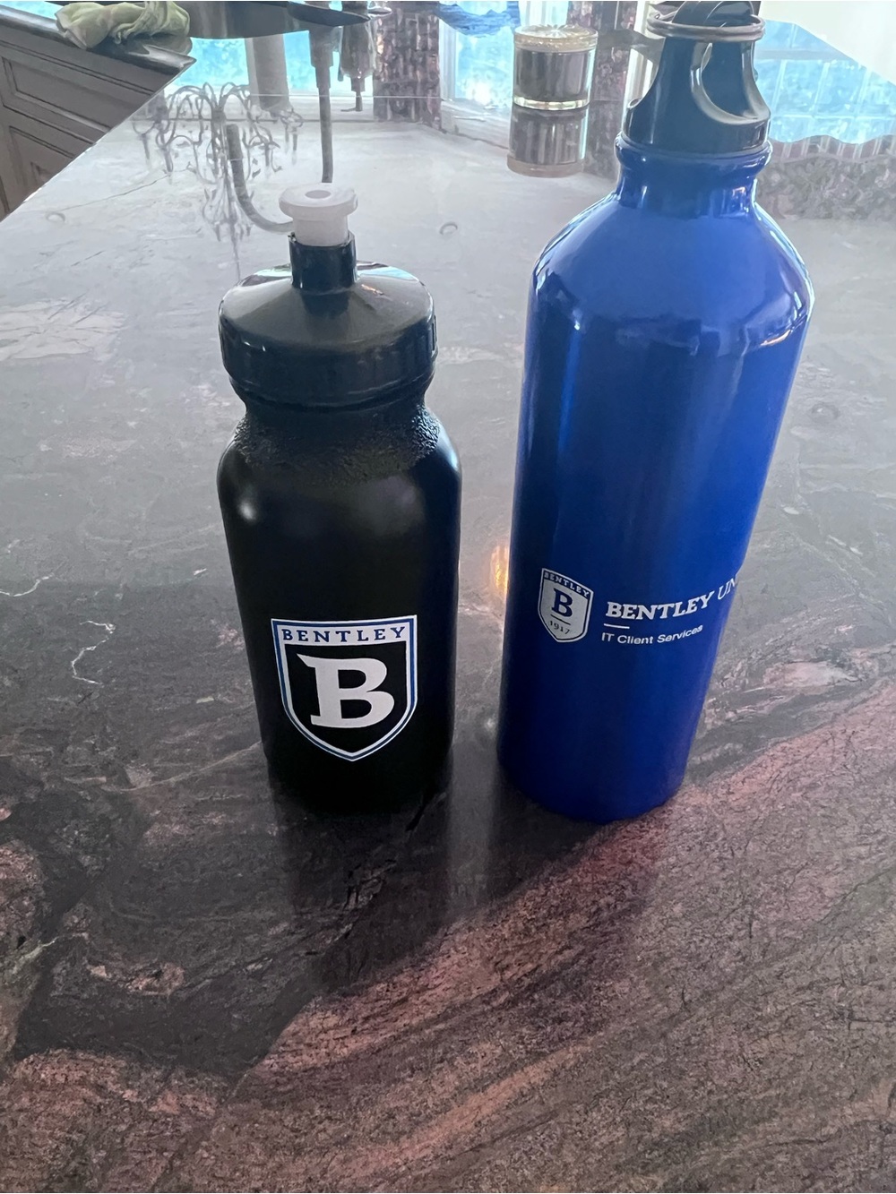 Branded Blue and Black Stainless Drink Bottles
